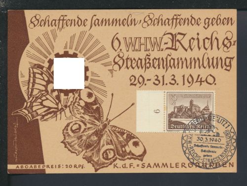 Karte Deutsches Reich Berlin WHW Reichs-Straßensammlung 1940