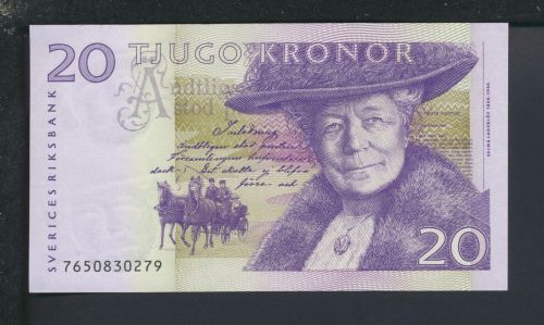 Geldscheine Banknoten Schweden 20 Kronor Selma Lagerlöf I UNC