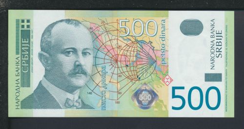 Geldscheine Banknoten Serbien 500 Dinara Jovan Cilic 2004 I UNC