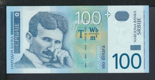 Geldscheine Banknoten Serbien 100 Dinara Nikola Tesla 2003 I UNC