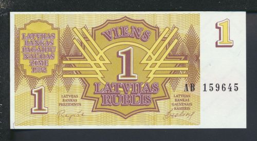 Geldscheine Banknoten Lettland 1 Rublis 1992 I UNC
