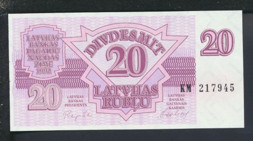 Geldscheine Banknoten Lettland 20 Rublu 1992 I UNC