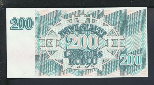 Geldscheine Banknoten Lettland 200 Rublu 1992 I UNC
