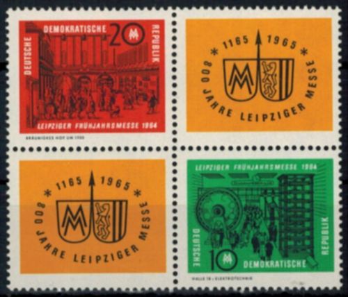 DDR 1012-13 Frühjahrsmesse Leipzig Viererblock Luxus postfrisch KatWert 25,00