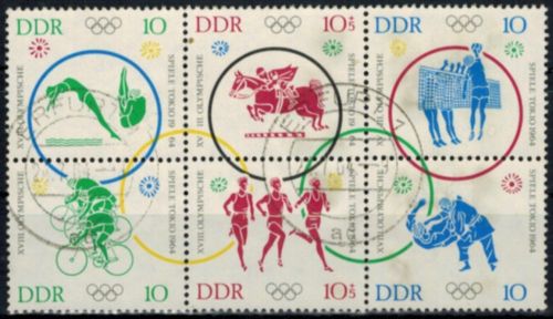 Sport DDR Zusammendruck Olympia Sommerspiele Tokio gestempelt K2 ALLSTEDT (HELME)