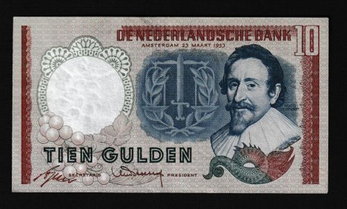 Geldscheine Banknoten Niederlande 10 Gulden 1953 I UNC