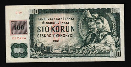 Geldscheine Banknoten Tschecheslowakei 100 Korun 1961 II