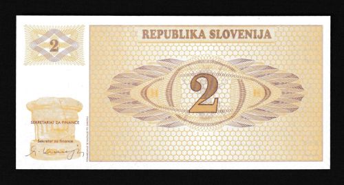 Geldscheine Banknoten Slowenien Europa 2 Tolar I UNC