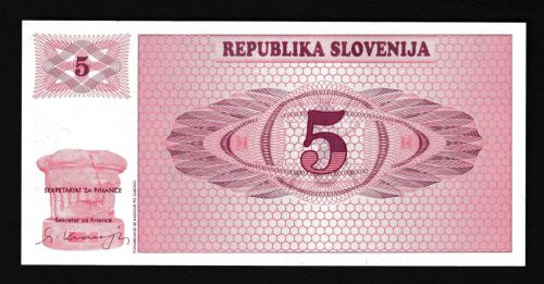 Geldscheine Banknoten Slowenien Europa 5 Tolar I UNC