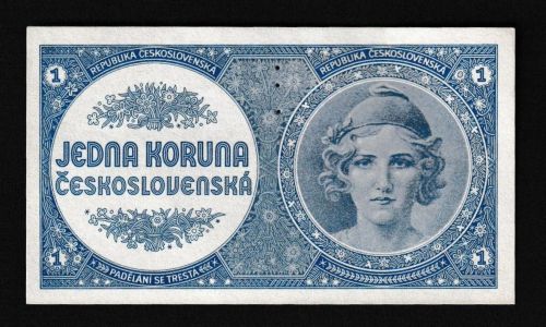 Geldscheine Banknoten Tschecheslowakei 1 Koruna 3 Löcher