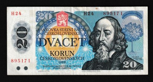Geldscheine Banknoten Tschecheslowakei 20 Korun 1988 III