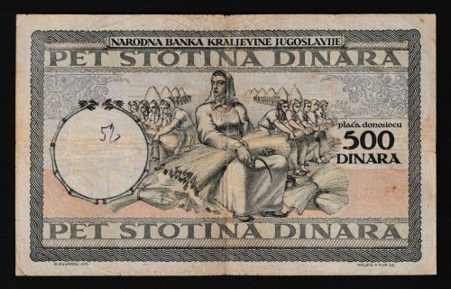 Geldscheine Banknoten Jugoslawien 500 Dinar 1935 III