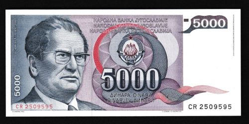 Geldscheine Banknoten Jugoslawien 5000 Dinar 1985 1 UNC