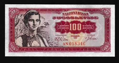 Geldscheine Banknoten Jugoslawien 100 Dinar 1963 I UNC