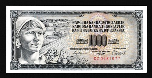 Geldscheine Banknoten Jugoslawien 1000 Dinar 1981 I UNC