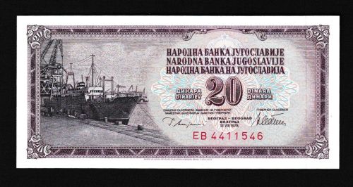Geldscheine Banknoten Jugoslawien 20 Dinar 1978 I UNC