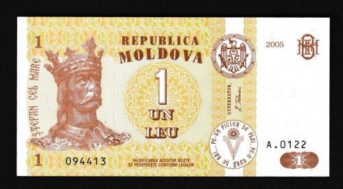 Geldscheine Banknoten Europa Moldavien 1 Leu 2005 1 UNC