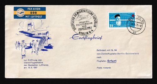 Brief Flugpost DDR Berlin Erstflugbrief SST Flugverkehr Deutsche Lufthansa