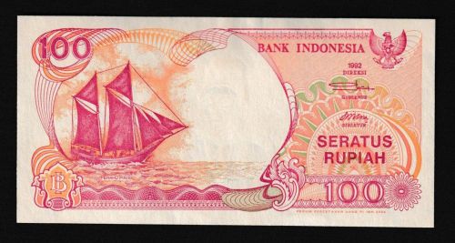 Geldscheine Banknoten Indonesien 100 Rupiah 1992 I UNC