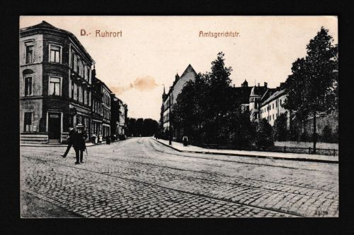 Ansichtskarte Duisburg Ruhrort NRW Amtsgerichtstr. Feldpost Herbitzheim Saarland