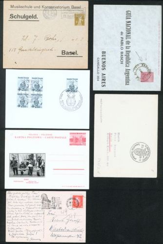 Sammlung Musik inter. Lot von 17 Briefen Ansichtskarten und Ganzsachen