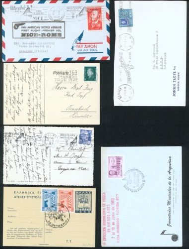Sammlung Musik inter. Lot von 16 alten Briefen und Ganzsachen Stempel