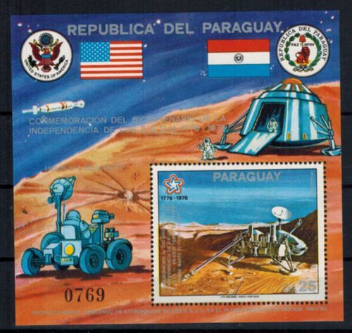 Paraguay Block 282 Weltraum Viking-Landefähre 200 Jahre USA postfrisch Kat 22,00