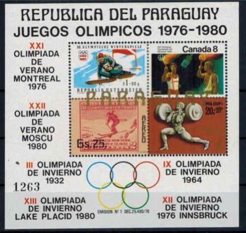 Paraguay Flugpost Olympia Block 316 Sport Olympische Spiele 1976-1980 postfrisch