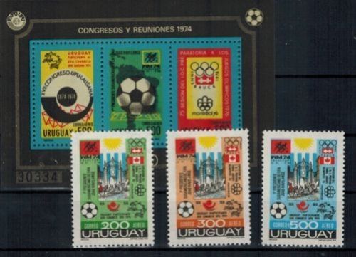 Uruguay Flugpost 1313-1315 + Block 21 Ereignisse Kongresse Luxus postfrisch MNH