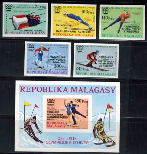 Afrika Madagaskar 802-806 Block 13 Olympia Sport Winterspiele Innsbruck