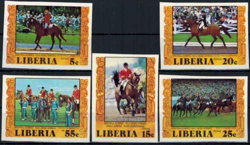 Afrika Liberia 1032-1036 B Olympia Sport Montreal Pferde Medaillengewinner