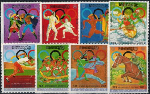 Afrika Kambodscha 407-415 A und Block 61+62 A Olympia Sport Montreal Luxus
