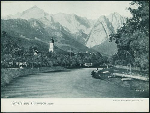 Alte Ansichtskarte Garmisch Bayern Großformat 32x23,8cm ca. 1910 Verlag Fränkel