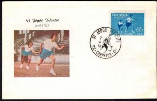 Brasilien Sport Leichtathletik Brief 1956 inter. Sonderstempel auf dekorativem