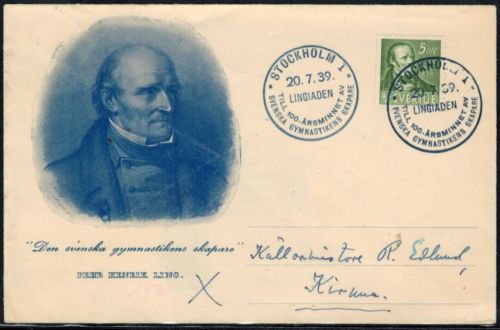 Schweden Brief 253 DL Sport Sonderstempel Gymnastik Svenska Gymnastikens 1939
