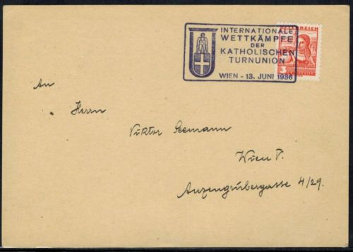 Österreich 568 Sport selt. SST. Wettkämpfe Katholische Turnunion Wien Sport