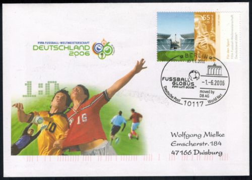 Bund Brief attraktiver Sonderbeleg Brandenburger Tor Fifa Fußball 2006
