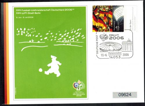Bund Brief attraktiver Sonderbeleg Brandenburger Tor Olympia Fifa Fußball 2006