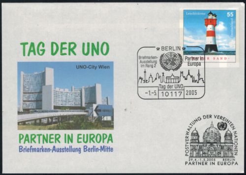 Bund Ganzsache Leuchtturm UNO Briefmarkenausstellung Brandenburger Tor 2005