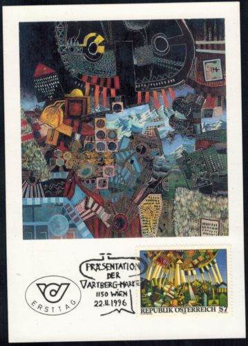 Österreich Moderne Kunst 2206 als Maximumkarte Nr. 15 mit Ersttagsstempel 1996