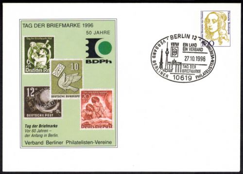 Bund Berlin Ganzsache Verband Philatelisten Tag der Briefmarke Brandenburger Tor