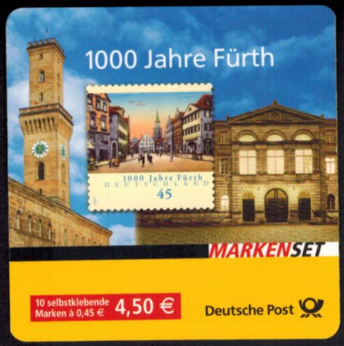 Bundesrepublik Markenheftchen 66 1000 Jahre Fürth 2007 Ersttagsstempel