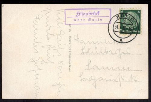 Ansichtskarte Siebeck Landpoststempel Fissaubrück über Eutin Schleswig-Holstein