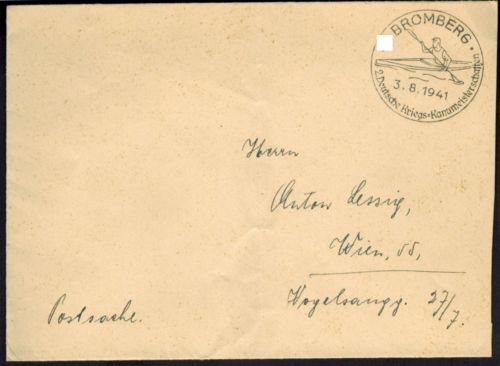 Sport Postsache D. Reich Wassersport SST Bromberg 2. Dt Kriegs-Kanumeisterschaft