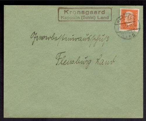 Deutsches Reich Brief Landpoststempel Kronsgaard Kappeln Schlei Land Flensburg