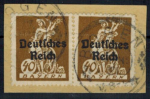 Deutsches Reich 124 Abschiedsserie 40 Pf Aufdruckfehler VII 1920 auf Briefstück