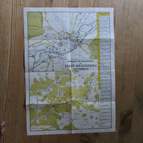 Brückenau alter Stadtplan mit Wanderkarte Bayern