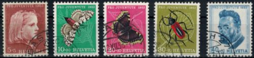 Schweiz 588-592 Pro Juventute 1953 komplett gestempelt Insekten Ferdinand Hodler