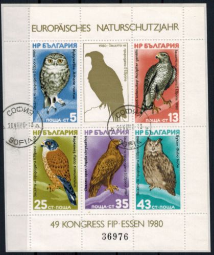 Bulgarien Block 105 Vögel 1980 Europa Naturschutzjahr gestempelt KatWert 40,00