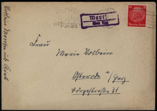 Deutsches Reich Moorsee Landpoststempel Schleswig-Holstein nach Osterode Harz